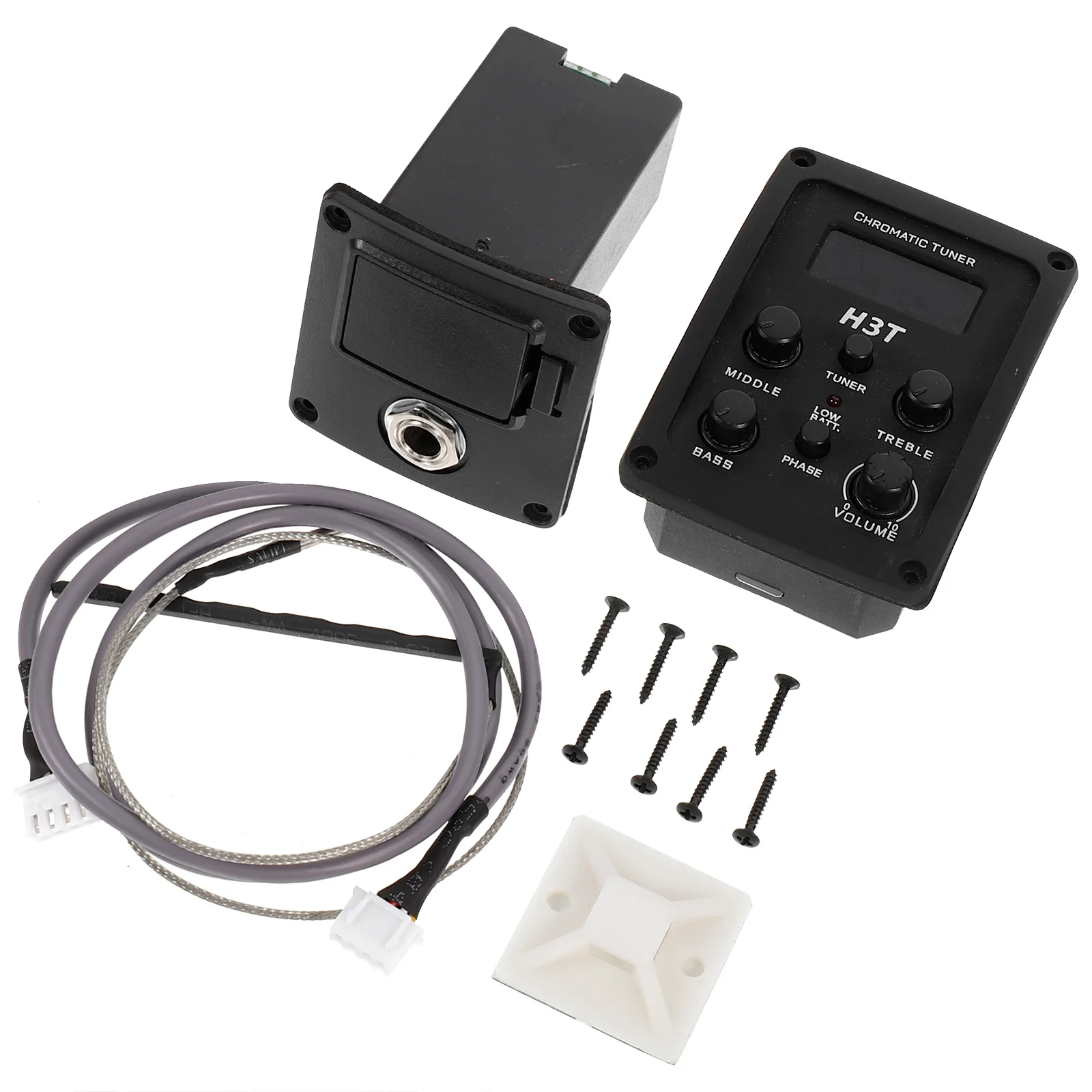 

4 Band Amplifier Folk Guitar EQ Acoustic Equalizer Preamp Front Pickup Black Piezo