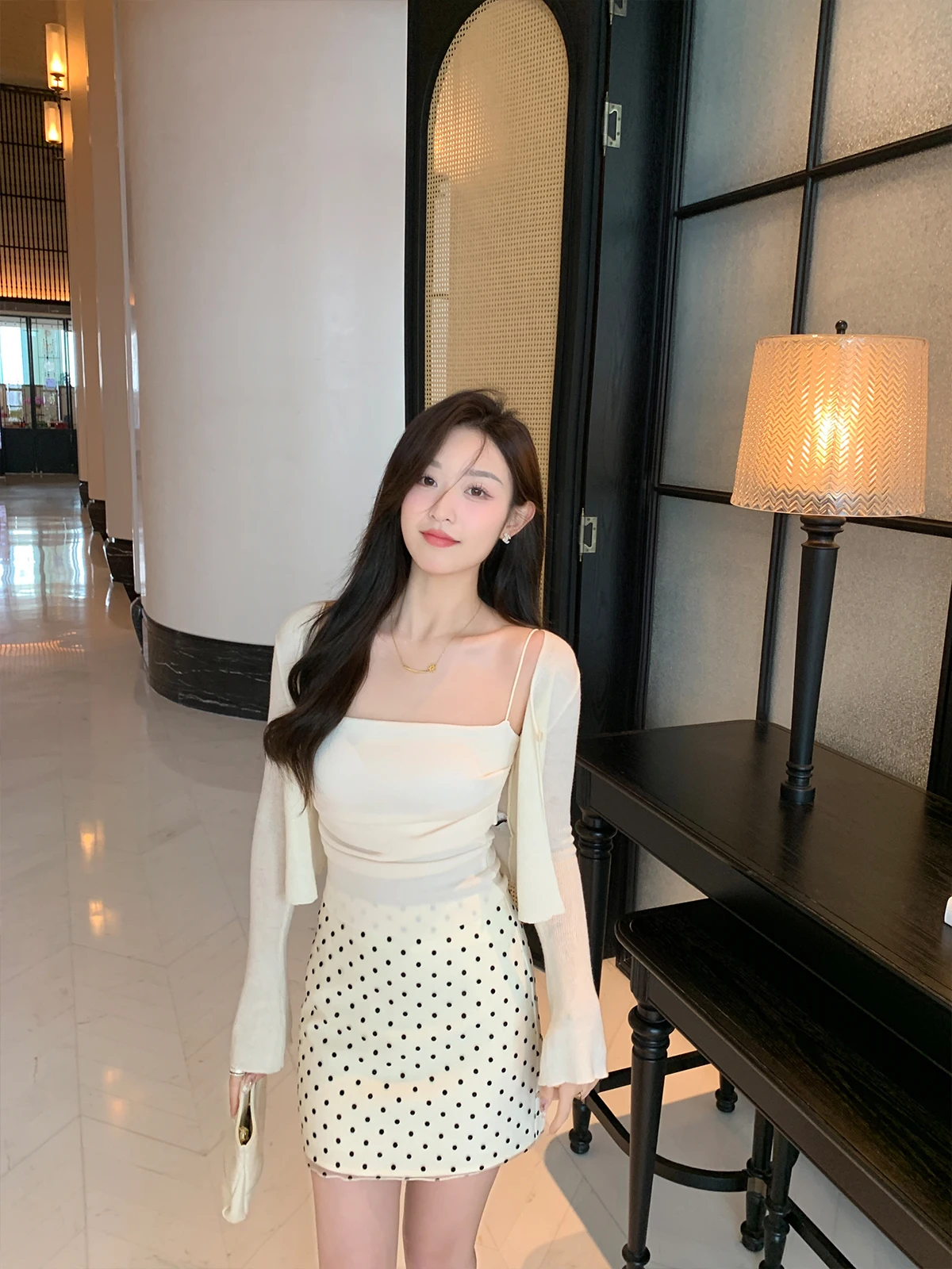 

Юбка Cchen Chen Chens в стиле ретро с горошком, двухслойная, А-силуэт, с уникальным корейским дизайном, с высокой талией, короткая