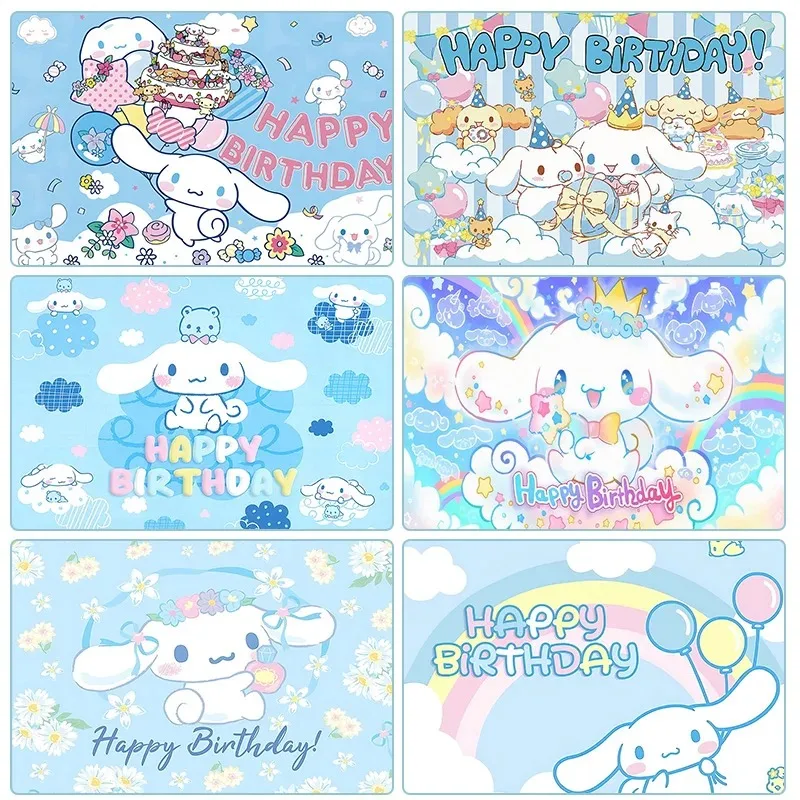 صورة كرتونية سينامورول صورة خلفية اليشم الكلب الفتيات حفلة عيد ميلاد راية التصوير خلفية كشك الدعائم الديكور هدية #1