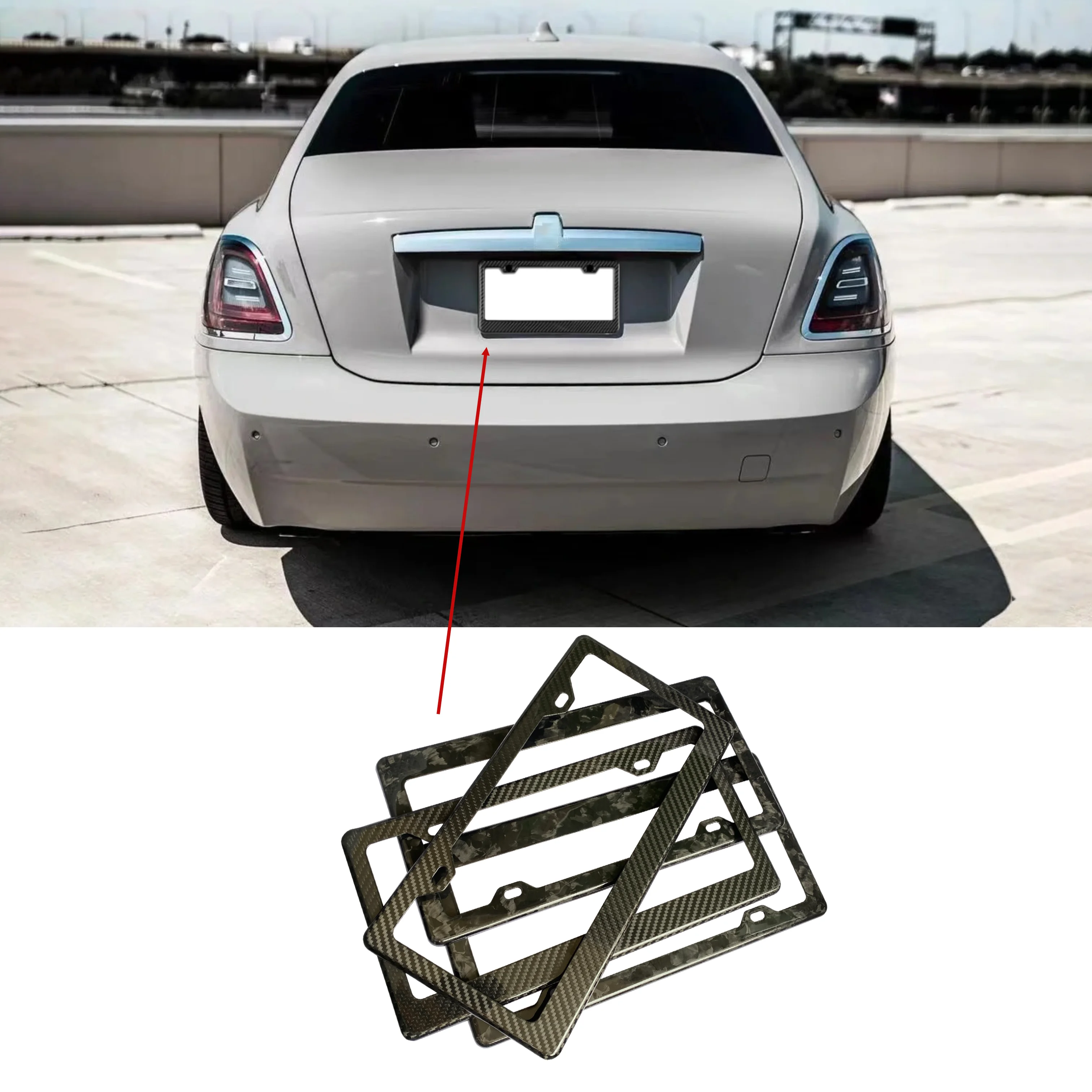 

Рамка номерного знака из углеродного волокна в американском стиле, кованая рамка номерного знака из углеродного волокна, рамка номерного знака автомобиля для Rolls-Royce