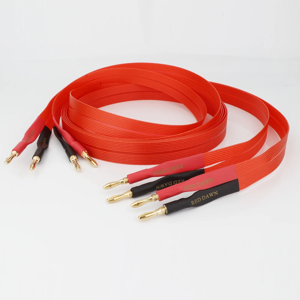 Pair Nordost Red Heaven Speaker Cable Silver-Plated OFC  Wire Flat Hifi  Audiophile Aable For Amplifier DVD CD Spader Banana