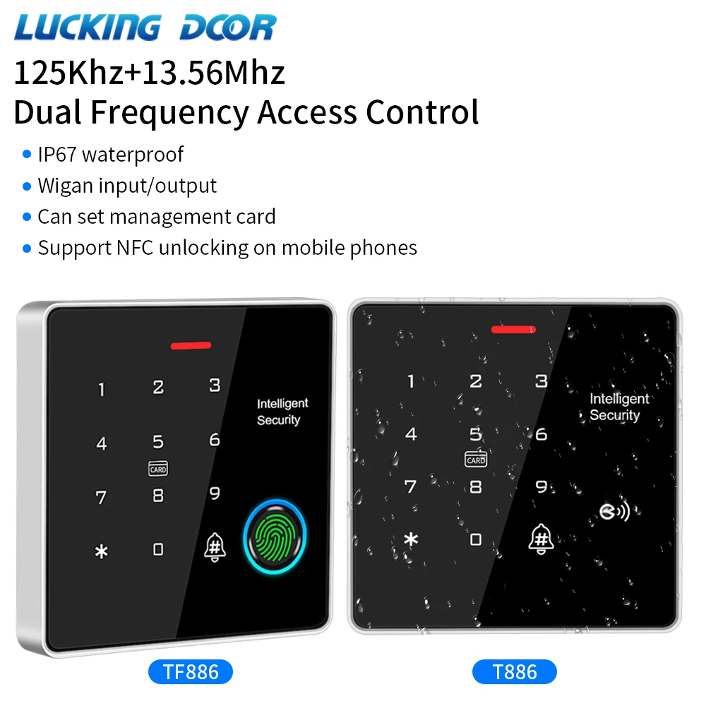

IP67 Waterproof Standalone Security Access Control System Rfid Dual Frequancy Support 125Khz 13.56Mhz Password,Card,Fingerprint
