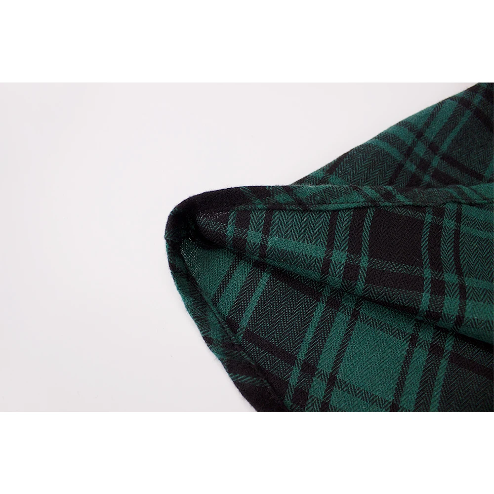 SISHION 2025 Herbst Neue EINE Linie Swing Tasten Lange Midi Vintage Rock SS 0037 Rot Grün Hohe Taille Plaid Röcke für Frauen Jupe – Detail 8