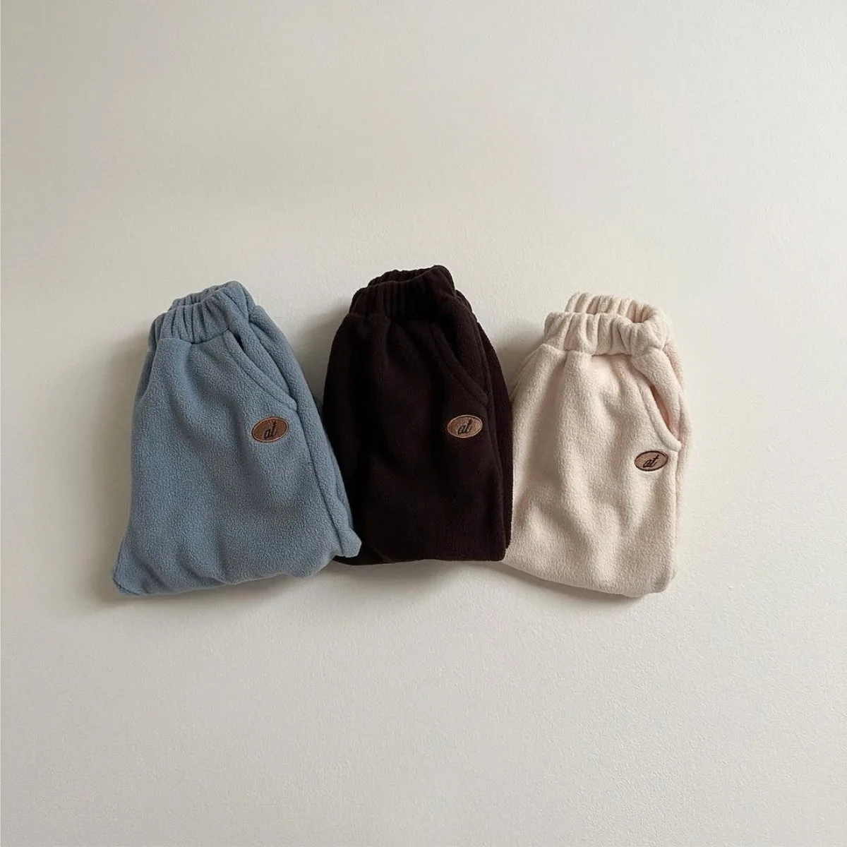 2025 Winter New Baby Fleece Trousers Boys Embroidery Casual Pants Infant Girl Thick Warm Pants Cotton Loose Toddler Clothes
