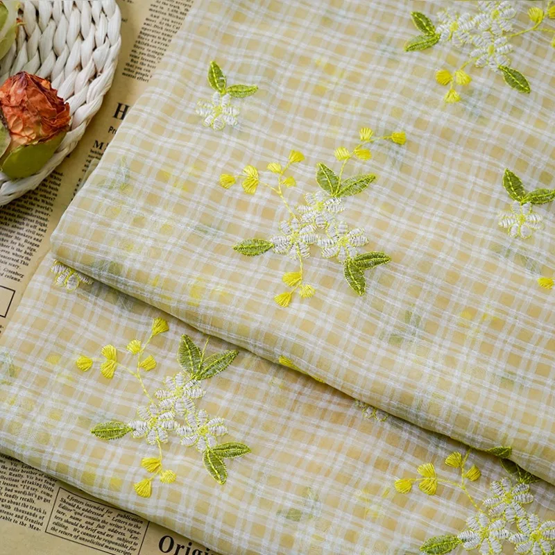 Daisy Embroidered Fabric for Dressmaking and Sewing Accessories DIY By The Meter Korean Japanese Style