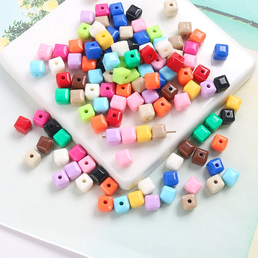 

30pcs Acrylic Coloured Square Loose Beads Diy Bracelet Necklace Handmade Bead Jewellery Clothing Accessories Materials