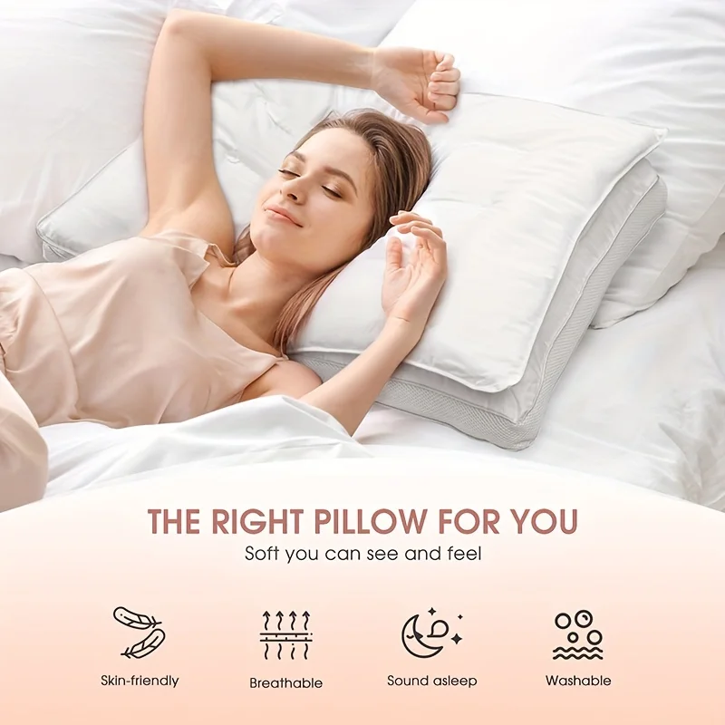 Home Bedroom Cotton Pillow Core, Two-in-one Flower Decor Bed Pillow, Neck Protection Sleep Aid Pillow Core for Bedroom Dorm Room