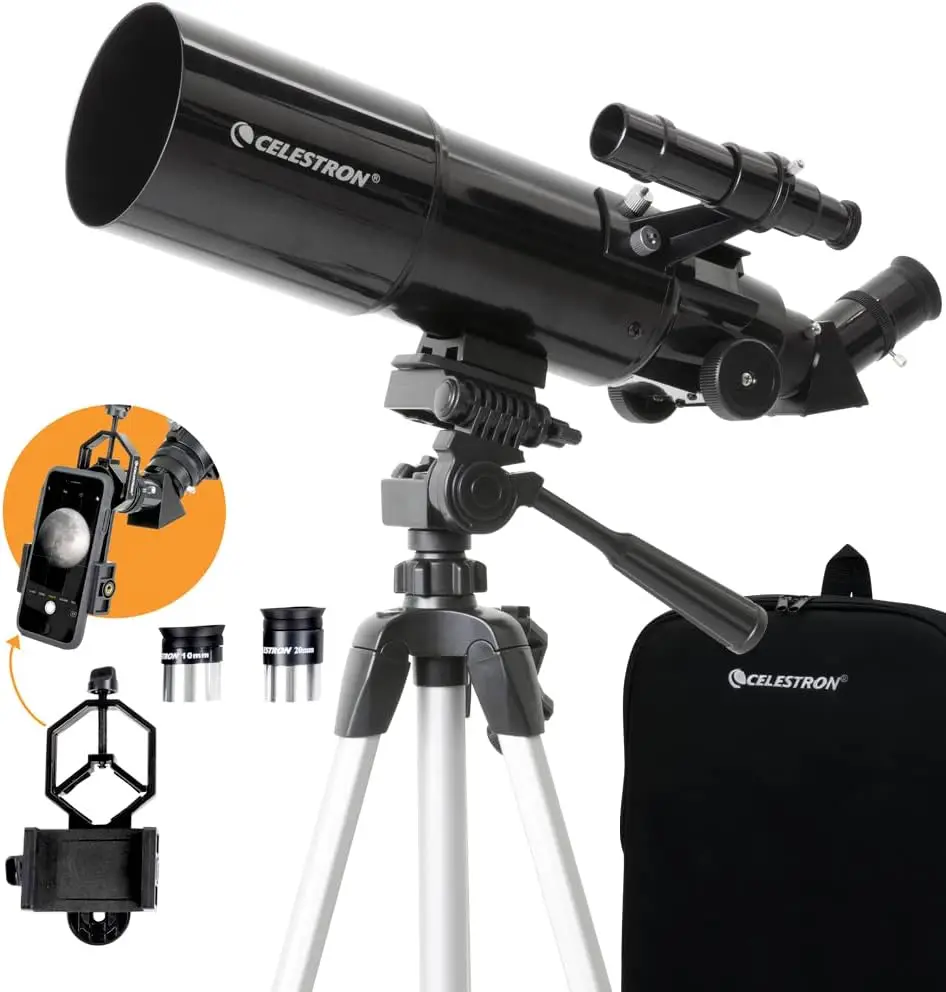 80mm Travel Scope - Portable Refractor Telescope  Ideal Telescope for Beginners Bonus Astronomy Software Package