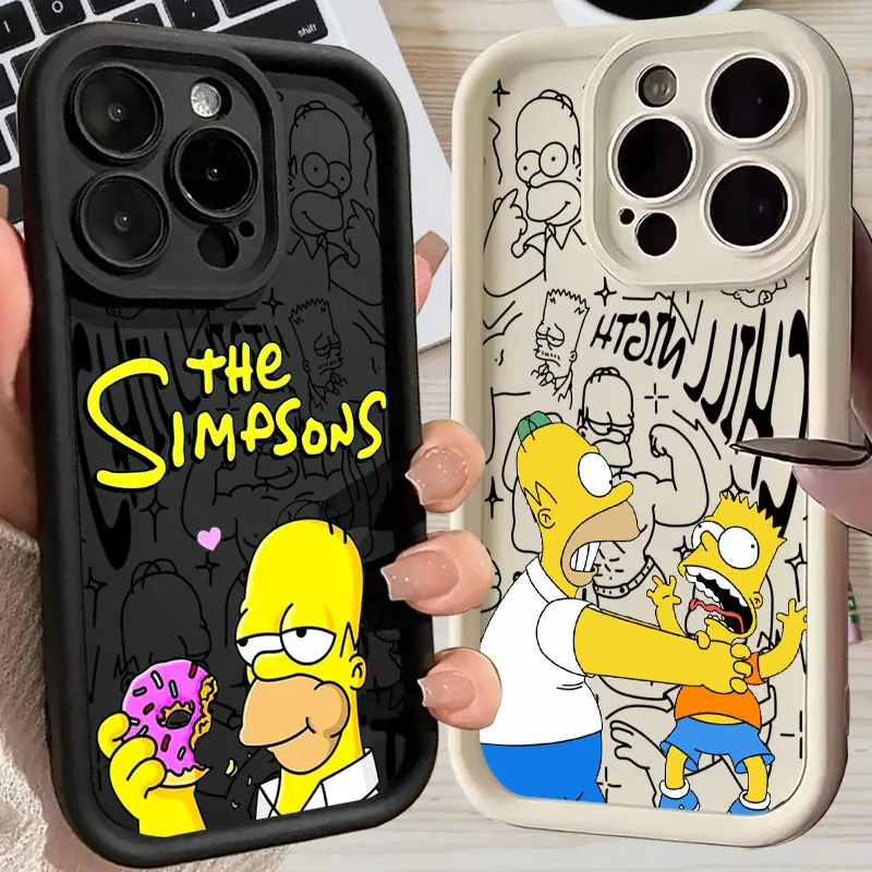 Funny The Simpsons Homer Phone Case for IPhone 16 15 14 13 12 11 Pro Max Mini XR XS X 7 8 6 6s Plus Soft TPU Back Cover