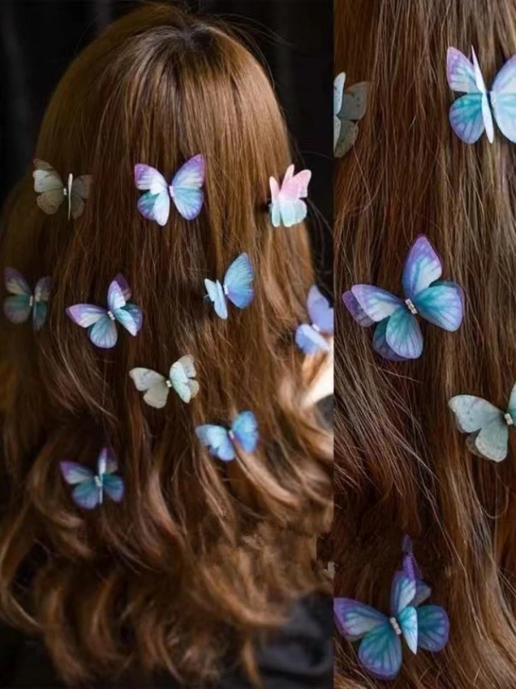 5 STKS Nieuwe Schattige Prinses Mesh Dubbellaags Vlinder Mooie Meisjes Haarspelden Kinderen Hoofddeksels Hairgrip Haarspeldjes Haaraccessoires - afbeelding 2