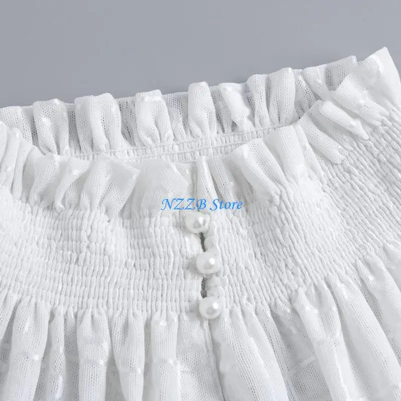 

T21F Ruffle Collar Detachable Lace Stand High Neck Collar Neckpiece For Outfit Enhancer Formal Event Daily Wear Accessory