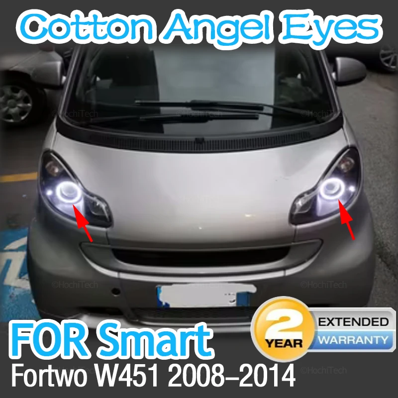 for Brabus Smart Fortwo W451 Mk2 08-14 Car Accessories Cotton Milk 6000K White light SMD LED Angel Eyes  ring Kit