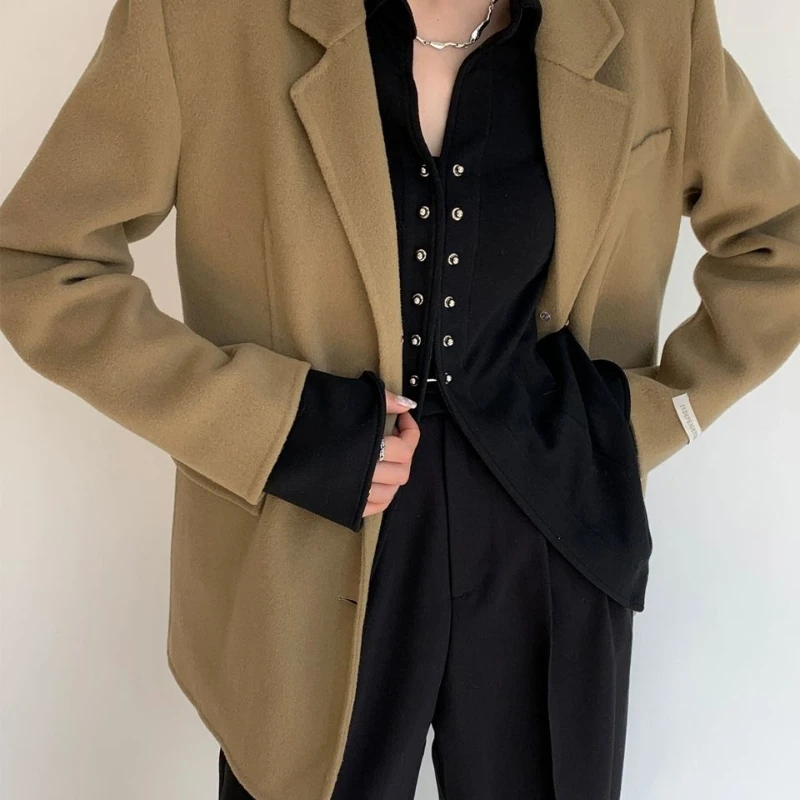 Shirts Women Button Slim Casual Vintage Solid V-Neck Fashion Basic Design New Arrival Long Sleeve Clothes Cozy Ulzzang Mujer Ins