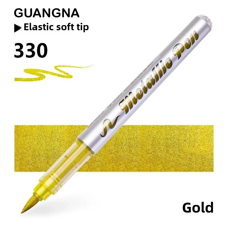 

GUANGNA 8520 12/1 Colors Direct Liquild Metal Markers No Bleed Overlay Soft Tip for DIY Graffiti Stationery Art School Supplies