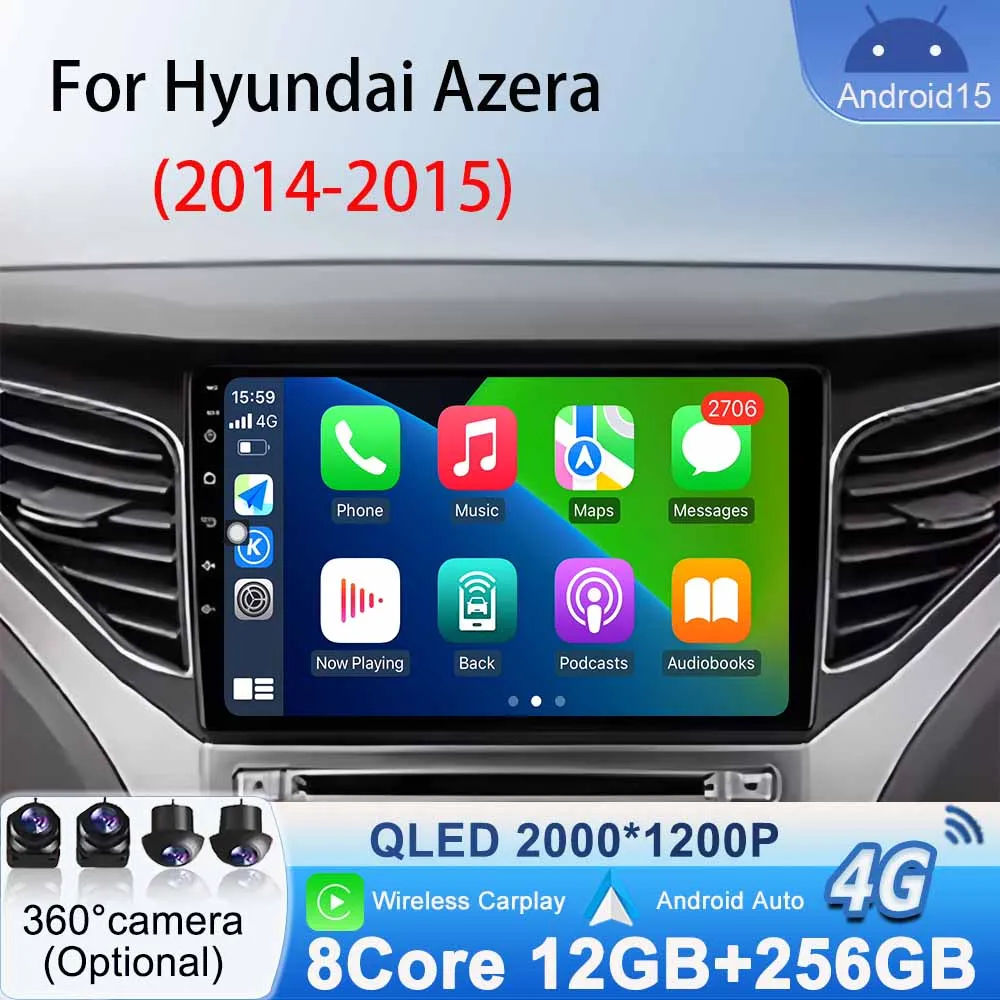 

Navigation GPS for Hyundai Azera 2014 - 2015 Car Radio Multimedia Player Stereo Bluetooth Wireless Carplay WIFI DVD Android 15