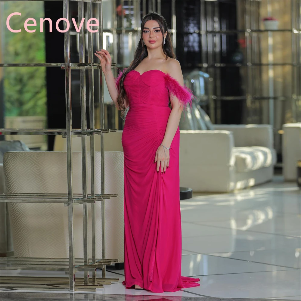 

Cenove 2024 Arab Dubai Off The Shoulder Prom Dress Short Sleeves With Floor Length Evening Fashion Elegant Party Dress For Women