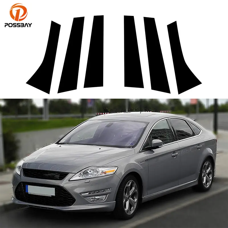 6Pcs Car Door Window Frame Pillar Post Stickers for Ford Mondeo MK4 2008 2009 2010 2011-2013 B C Column Cover Styling Decoration