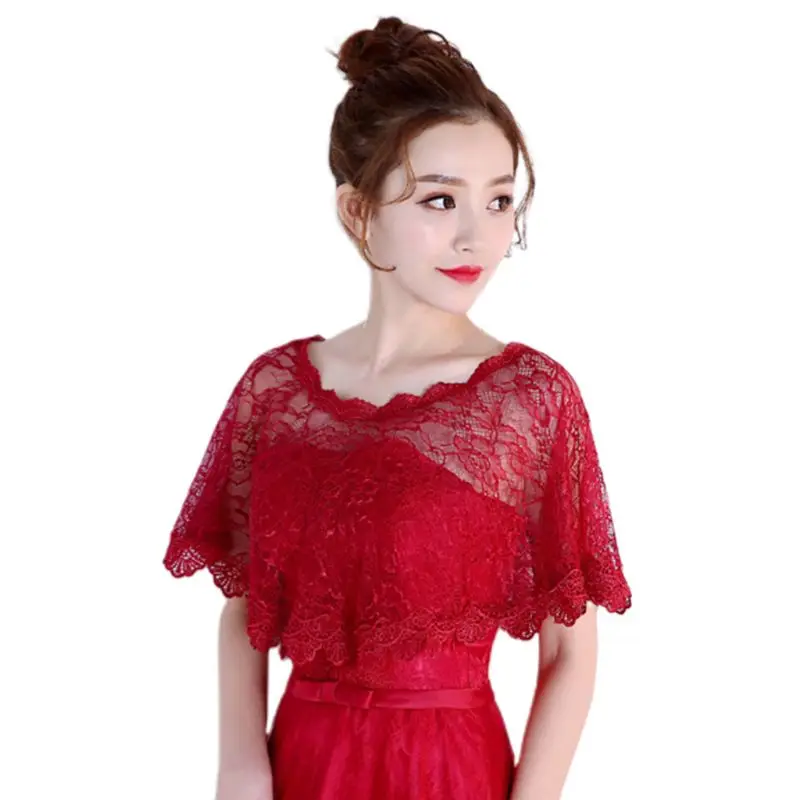 ZB91 Womens Summer  Floral Lace Cape Wrap Crochet Sheer Pleated Wedding bridal