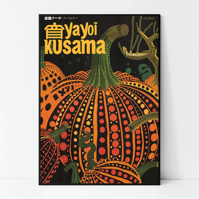 Yayoi Kusama Pumpkin Mushroom Flower Moon Poster and Prints Canvas Printing Abstract Wall Art Picture for Living Room Home Decor