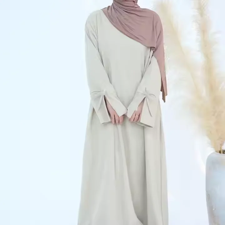 Nouveau velours côtelé Abayas Bow robes musulmanes pour femmes dubaï turquie caftan Eid Kebaya Caftan Marocain Femme Musulmane Jalabiya Robe