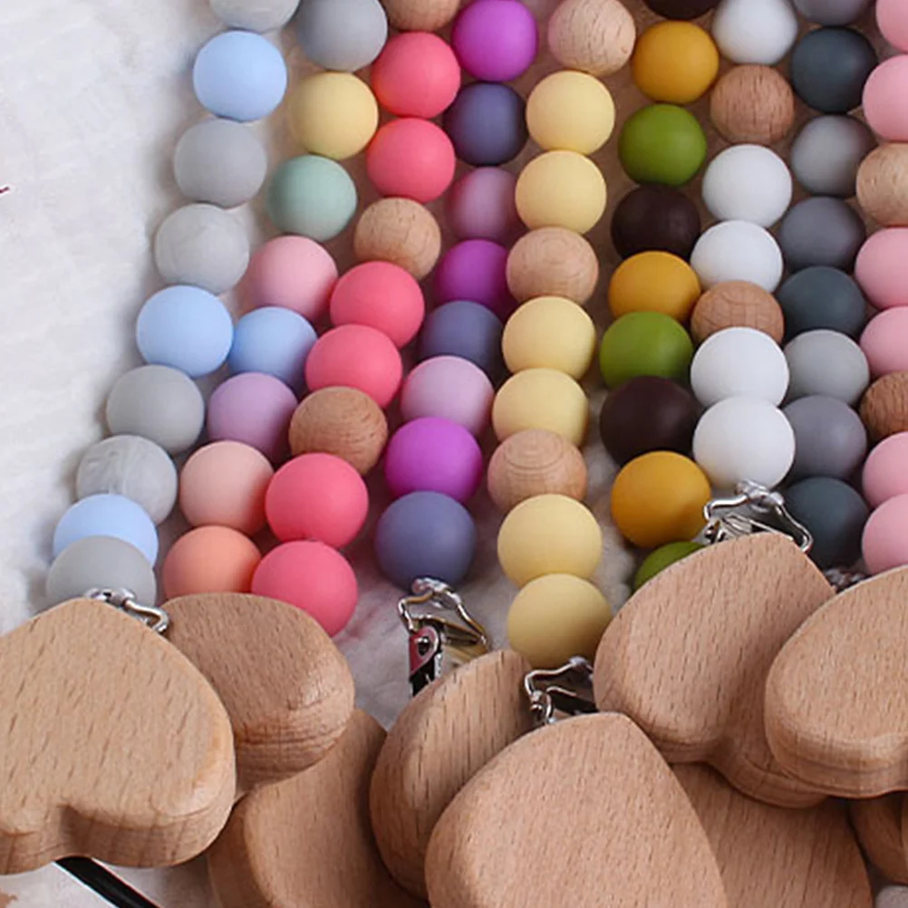 

Зажим для детской соски Love Heart, силиконовый и деревянный держатель для прорезывания зубов для коляски, цепочка для кроватки, зажим для соски, подвеска-прорезыватель