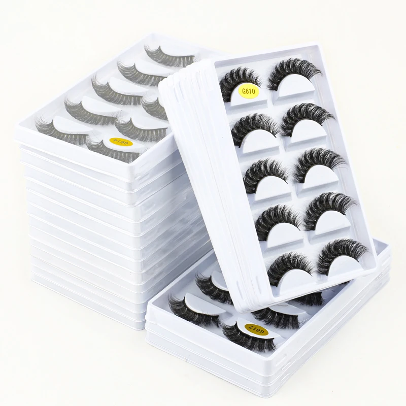 5 pares 3d falso vison cílios naturais cílios postiços dramáticos fofos macios finos volume cruz reutilizável cílios makup ferramentas