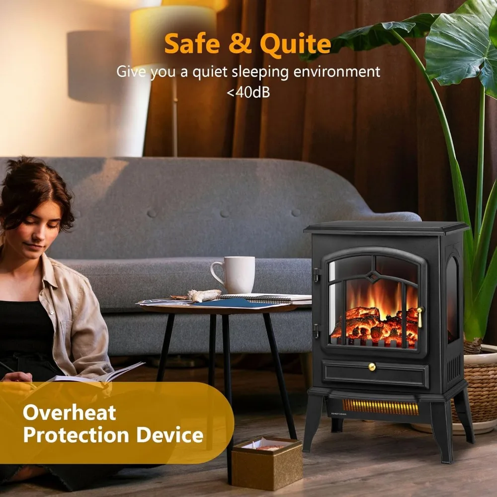 موقد كهربائي داخلي XBeauty مقاس 22 بوصة مع تأثير لهب ثلاثي الأبعاد قابل للتعديل وحماية من الحرارة الزائدة