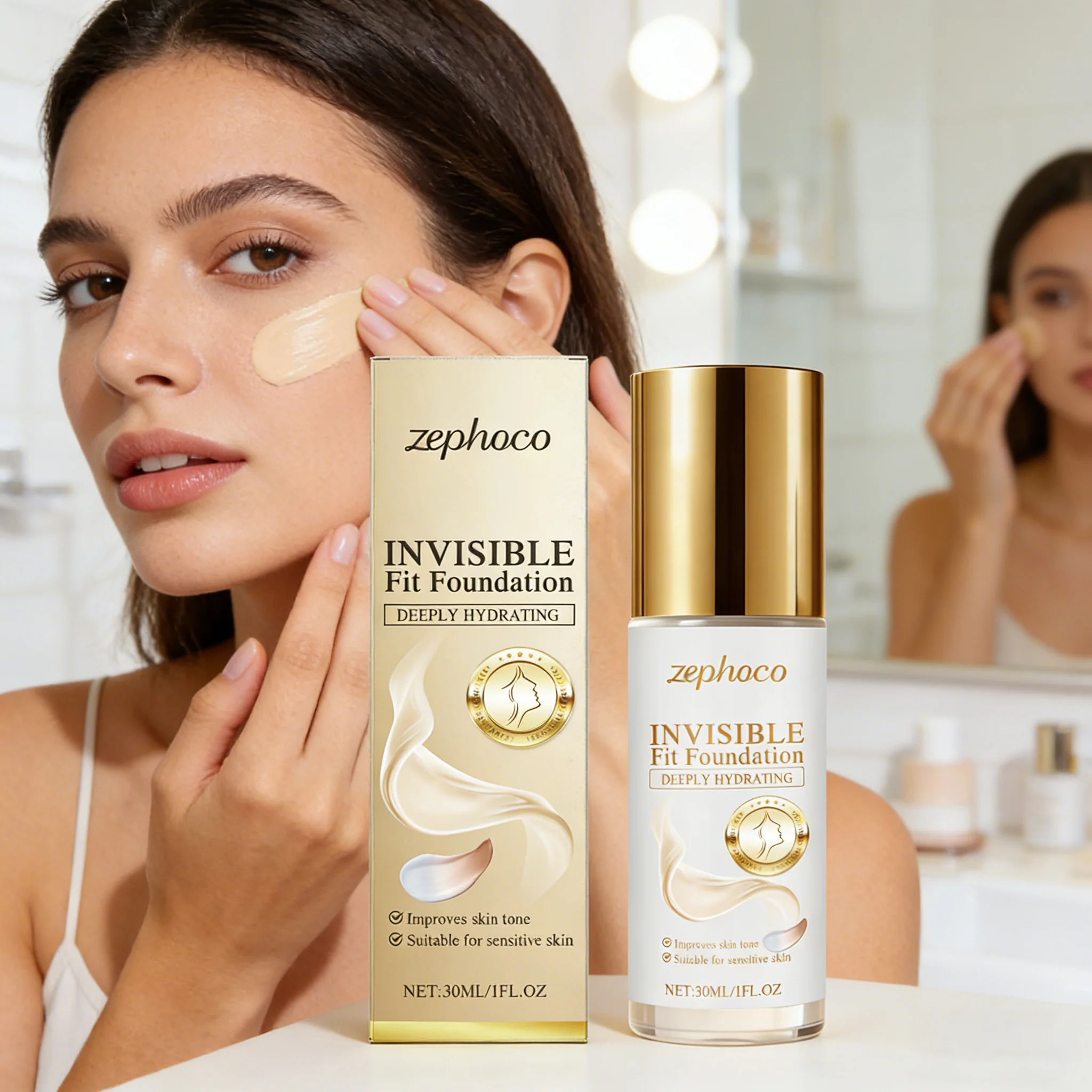 

2-In-1 Foundation Soft Matte Makeup Base Full Coverage Waterproof Magic Hydrating Brightening Color Changing Liquid Foundation