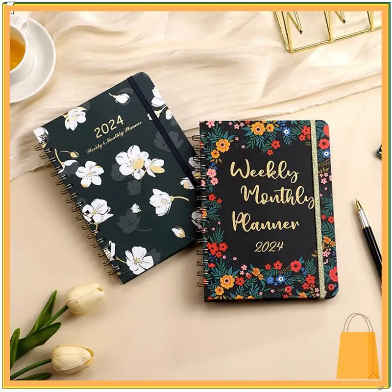 L53A-Planner Planificador Semanal 2024 Encuadernación En Espiral Con Pestañas, Enero - 2024, 15,5X21,5Cm D