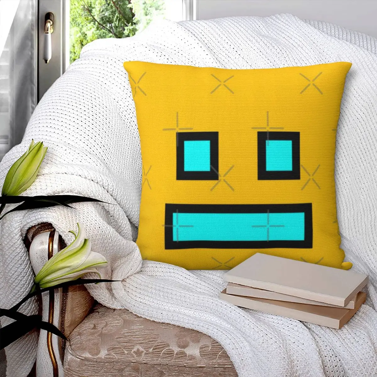 Geometry Dash 1 Pillowcase Cushion Black Cushion Personalized Pillow Decoration Home Customizable