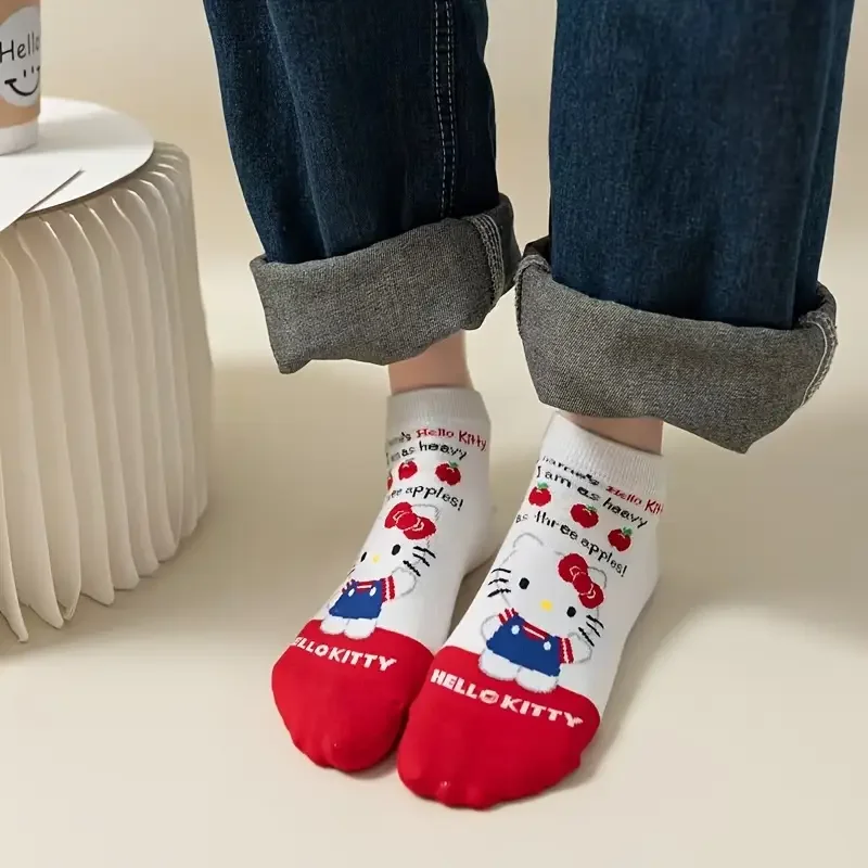 5/10 Pairs of Random Sweet and Cute Cartoon Cotton Printed Women's Invisible Socks Lightweight and Breathable Casual Ankle Socks image 5