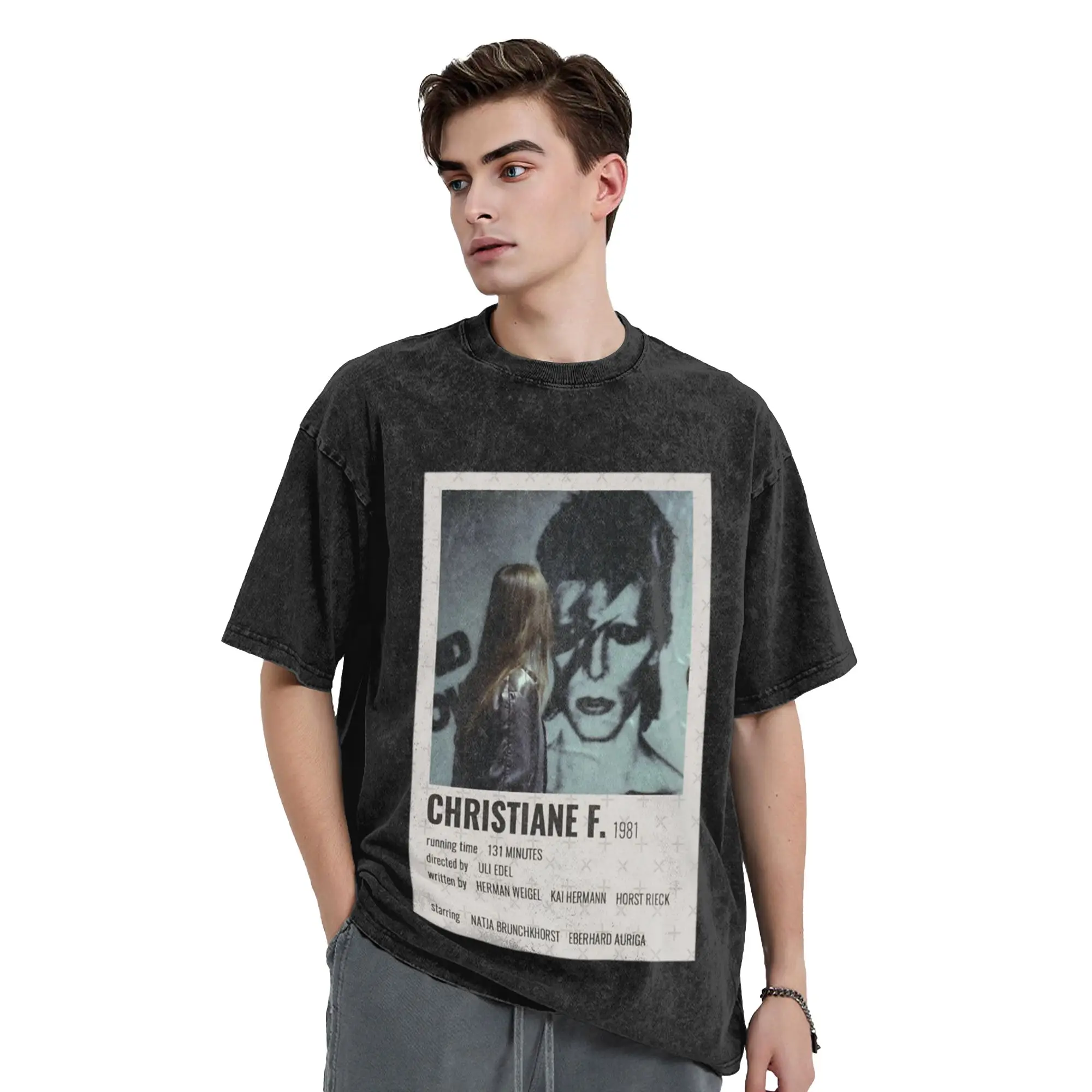 Christiane F Classic Chic A T-Shirt Oversized Short Sleeve Men's Women's Cotton Tees Tops