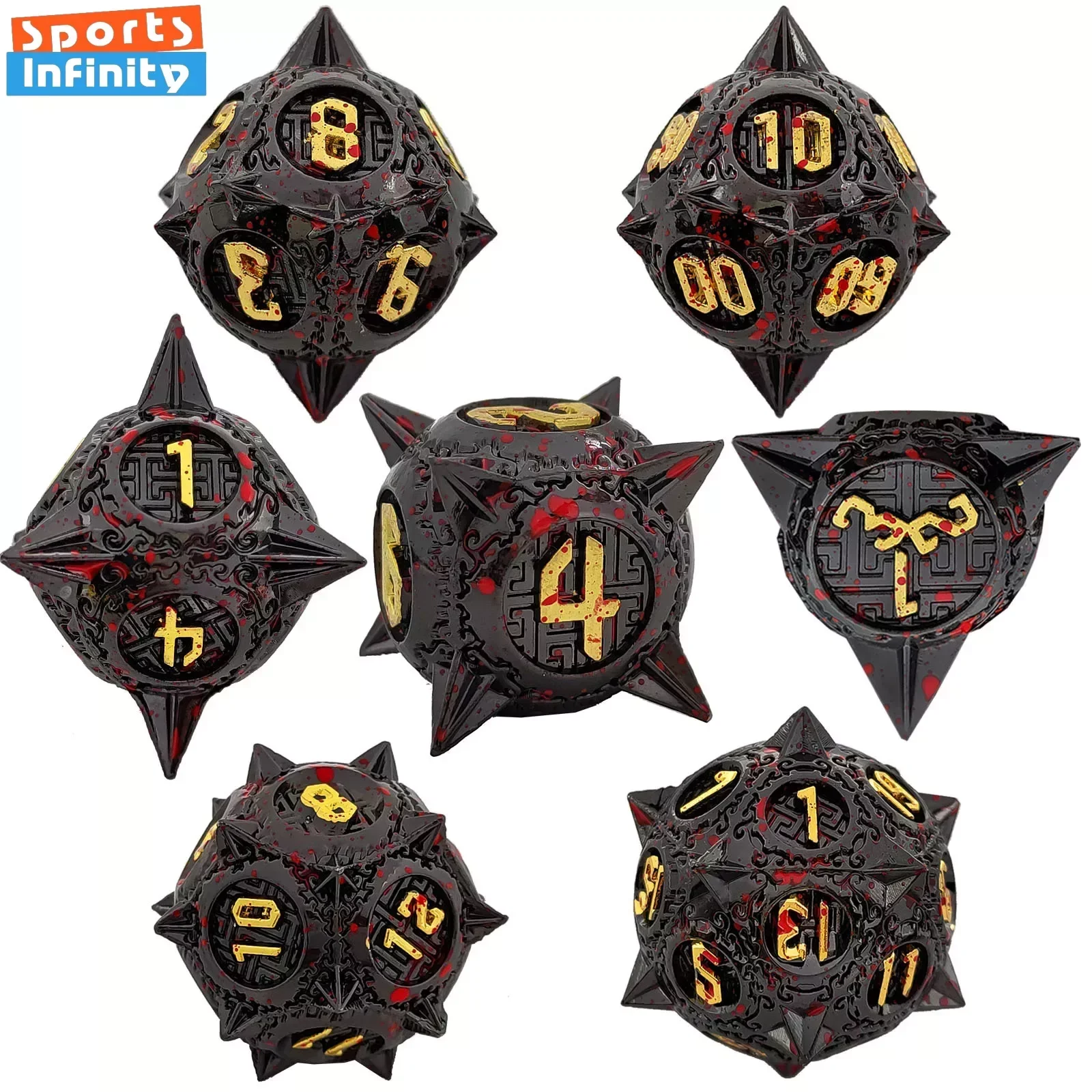 7pcs DND Metal Dice Polyhedral Dice Set for Dnd TRPG RPG Running Team RPG Table Board Game Number Dice Kit for Role Playing Game