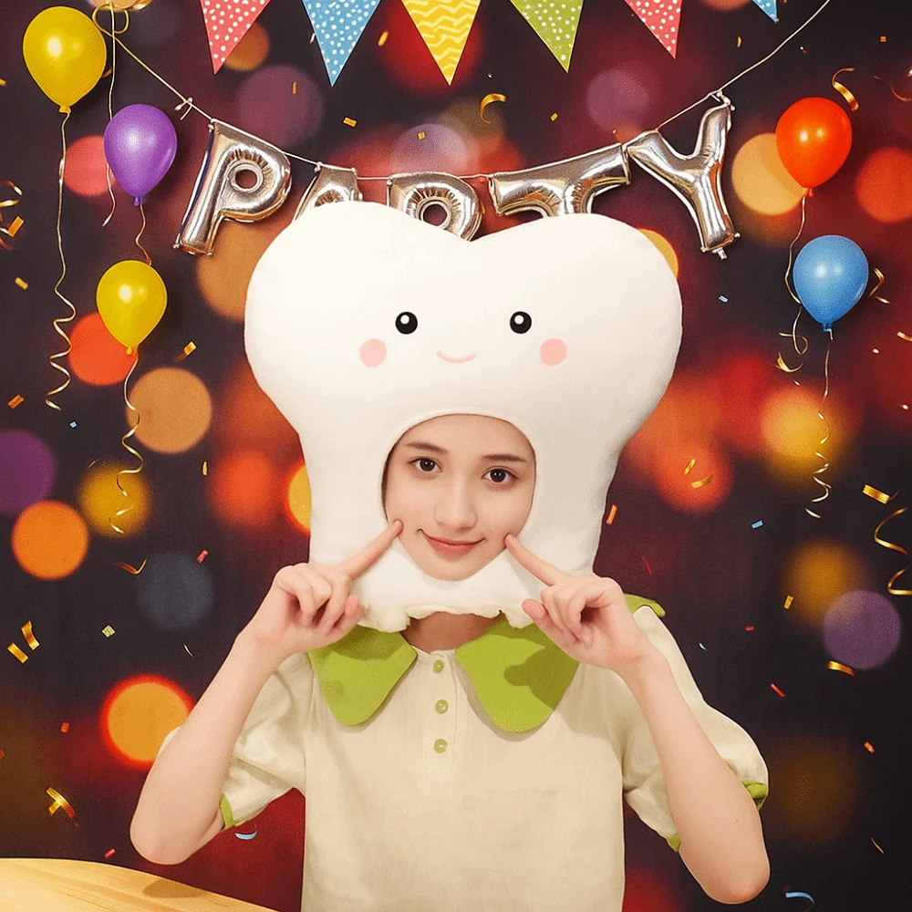 قبعة المهرجان لطيف الأسنان هود قبعة مضحك الحيوان موضوع أفخم الحيوان قبعة PP القطن تأثيري قبعة زي الطرف #1