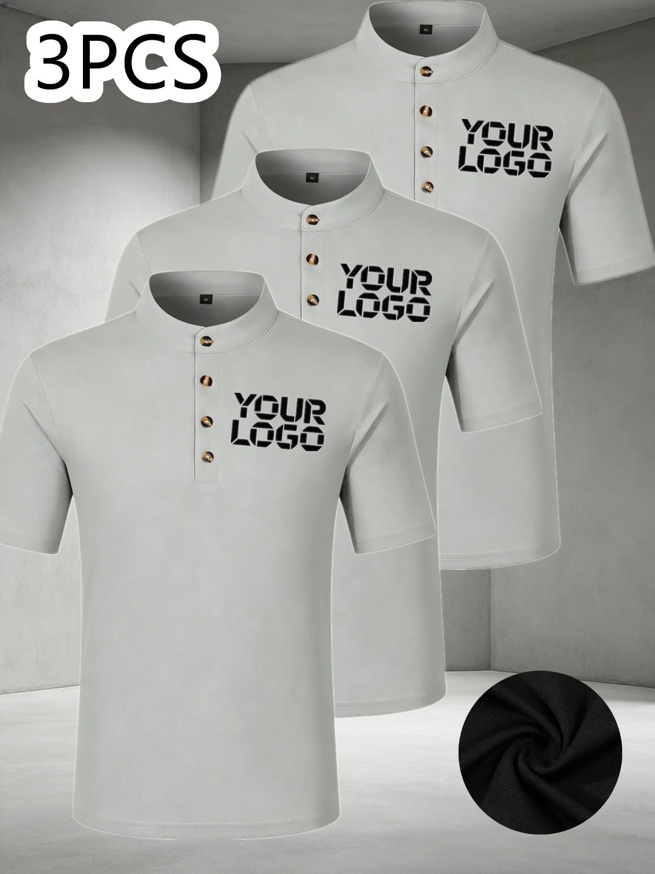 3 Customized Men's Shirts - Customizable breathable business casual T-shirts for the chest and arms, Father's Day gift