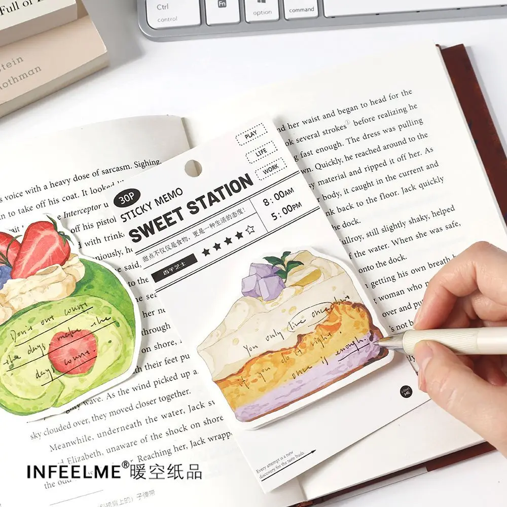 30Pcs/Set Cute Little Fresh Alien Convenience Sticker Memo Convenience Sticker Dessert Cake Message Memo INS Style