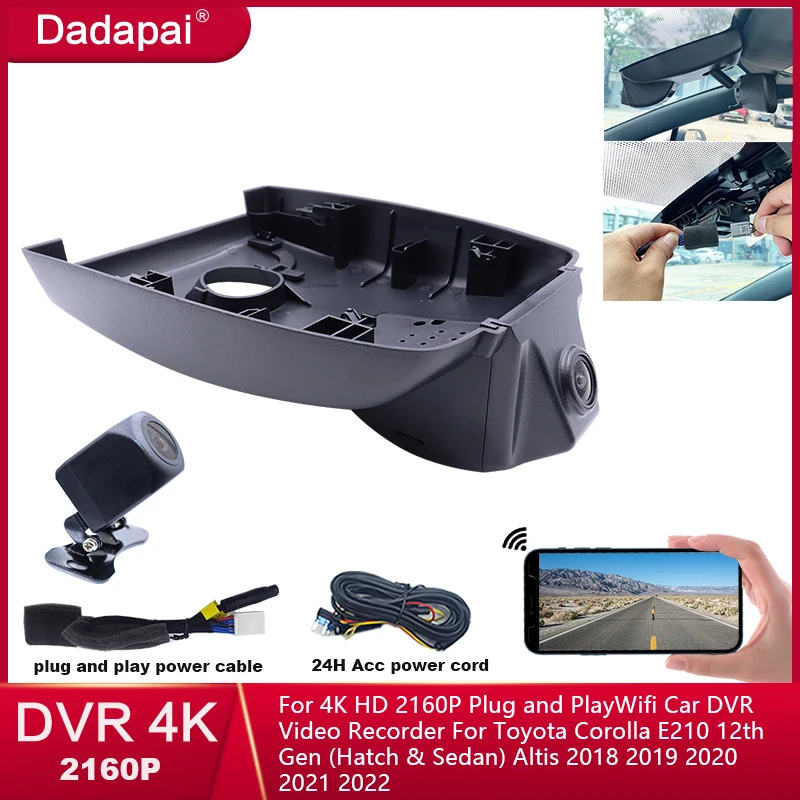 

For 4K HD 2160P Plug and PlayWifi Car DVR Video Recorder For Toyota Corolla E210 12th Gen (Hatch & Sedan) Altis 2018 2019 2020 2