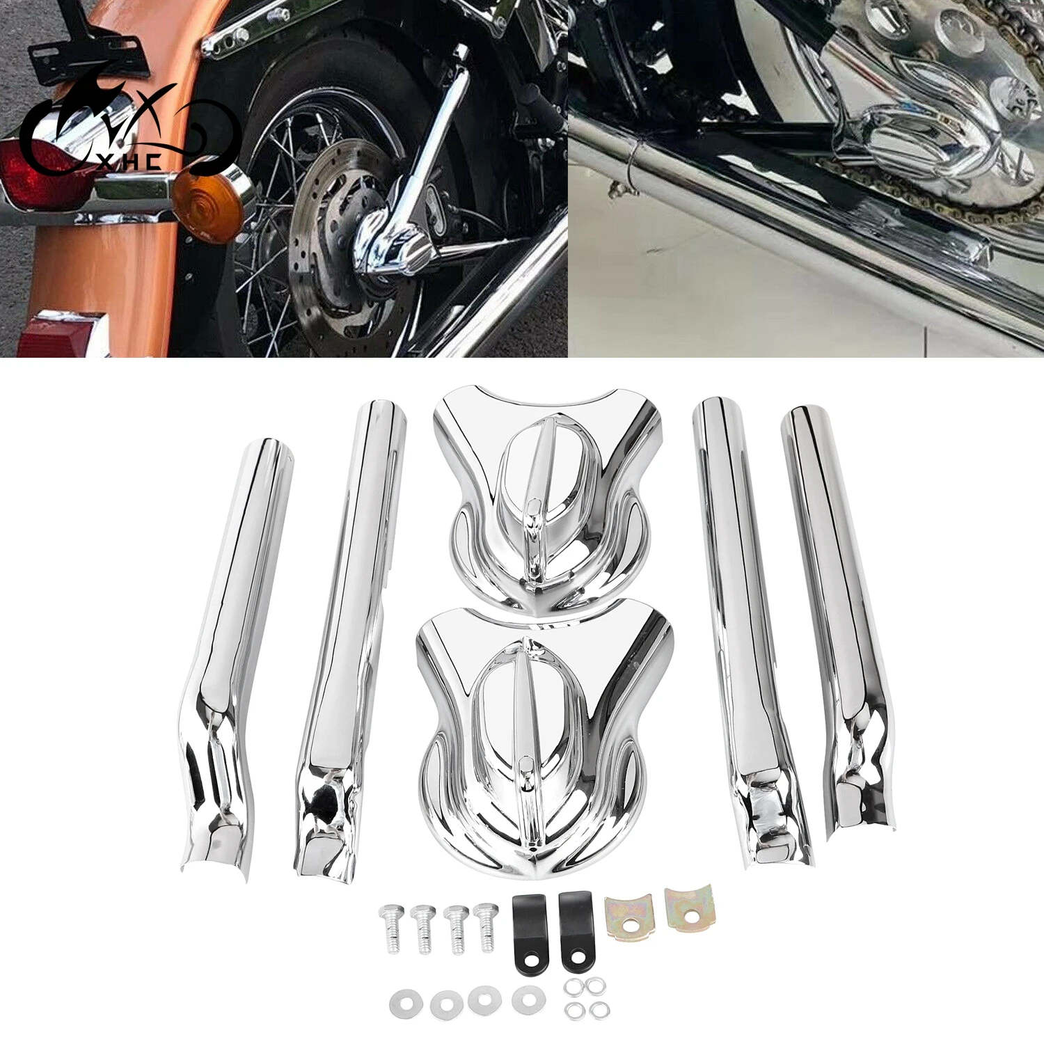 Motorcycle Rear Phantom Swingarm Axle Covers Kit For Harley Softail FLSTC FXST FXSTC Night Train FXSTB EFI FXSTBI Chrome