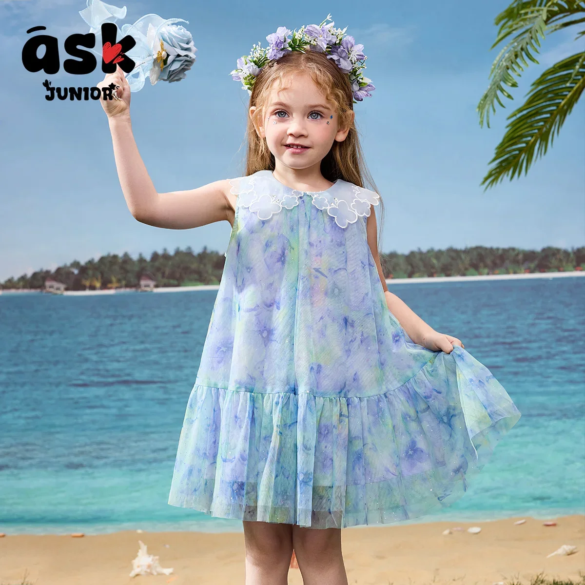 اسأل فستانًا صيفيًا متباينًا للفتيات الصغيرات متوسطًا وطويلًا