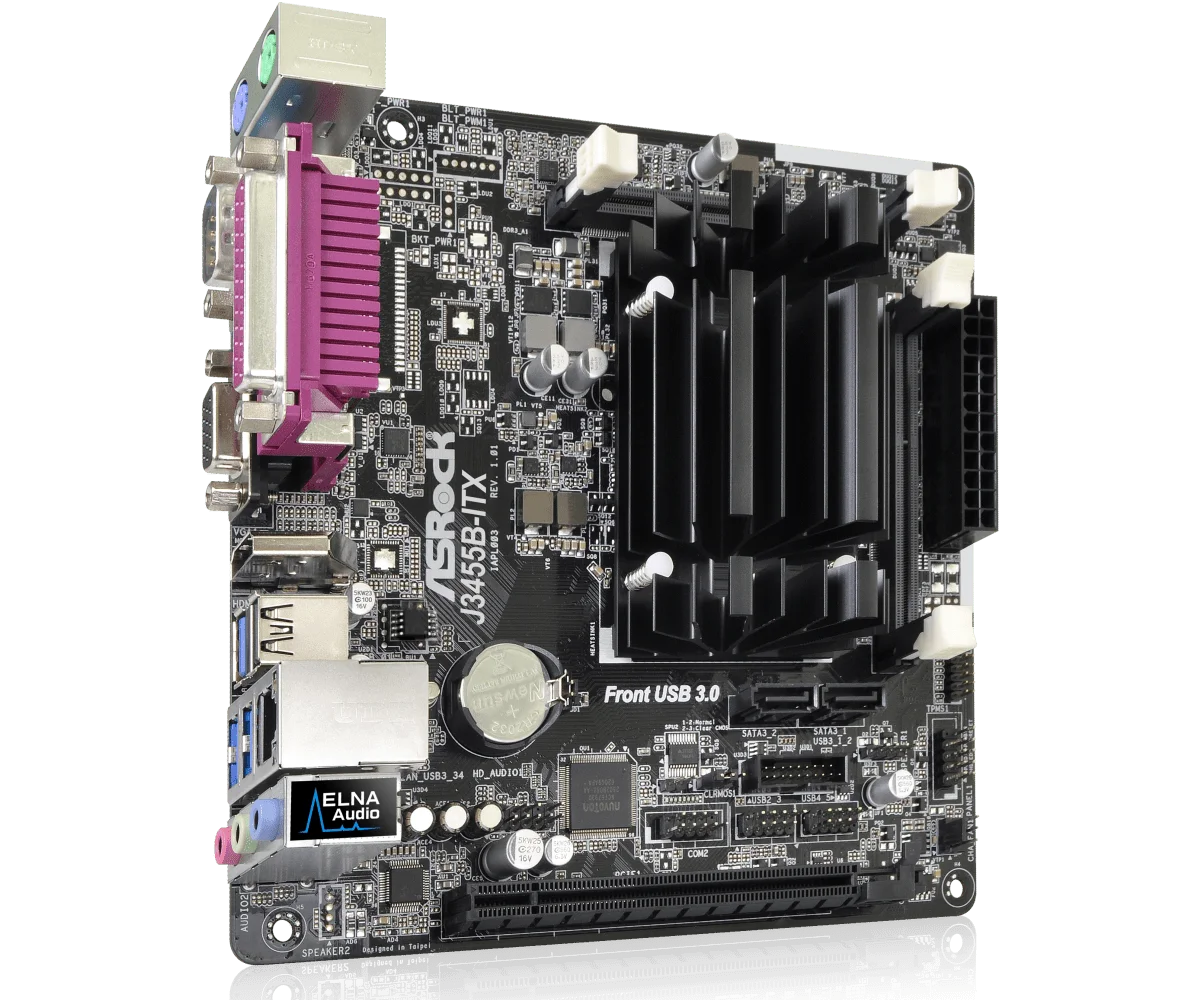 Материнская плата ASROCK J3455b-ITX Mini-ITX Четырехъядерный процессор Intel J3455 DDR3 16 ГБ Встроенная Intel HD Graphics 500 USB 3.1