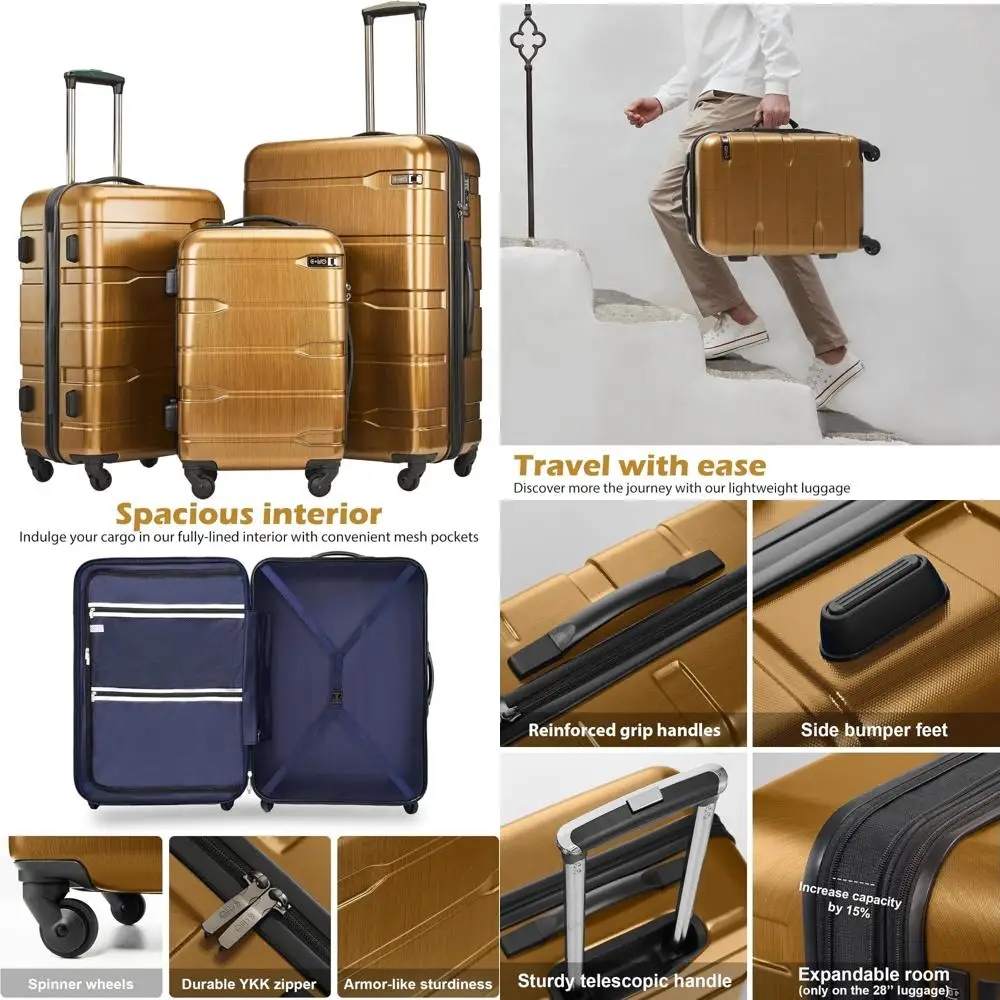 

расширяемый комплект багажа из 3 предметов - 20 дюймов, 24 дюйма, 28 дюймов (черный и коричневый)