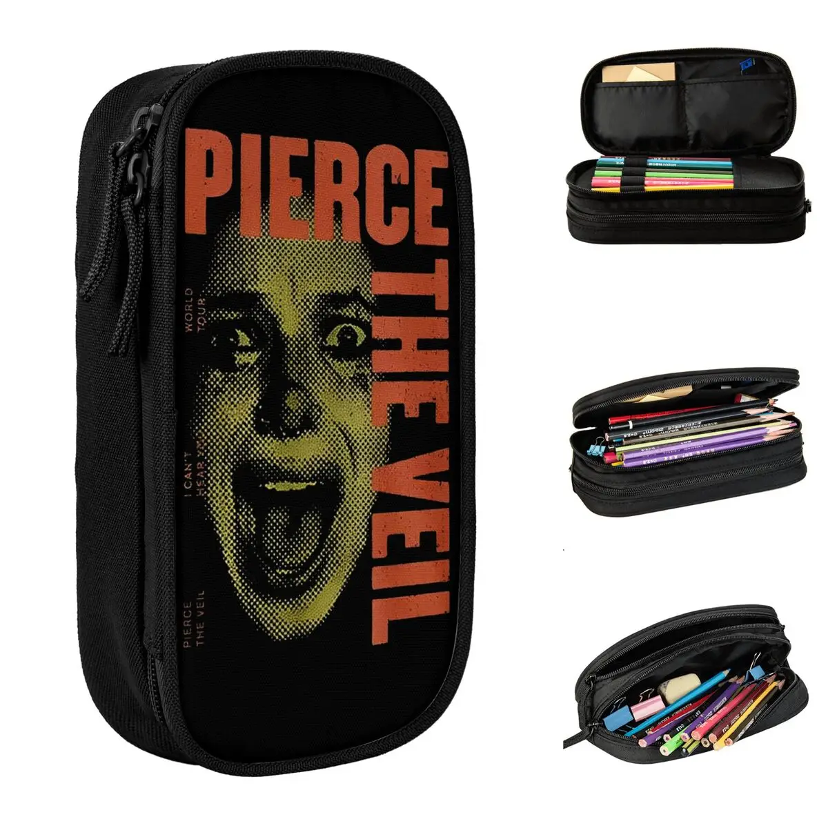 Pierce The Veil 2025 Tour Pencil Case New Rock Music Pen Box Pencil Bags Kids Large Storage Office Zipper Pencilcases