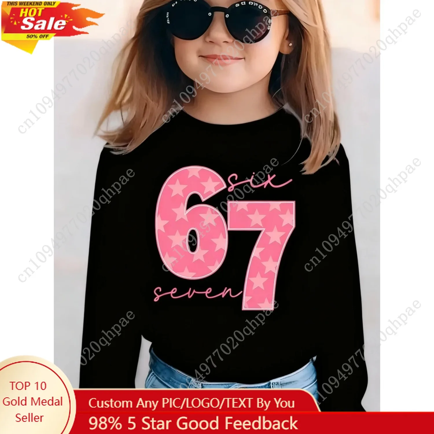

Meme 67 T-Shirt for Kids Funny Digital Print Autumn Long Sleeve Tees Loose Comfortable Tops Streetwear Y2k Children's Clothing