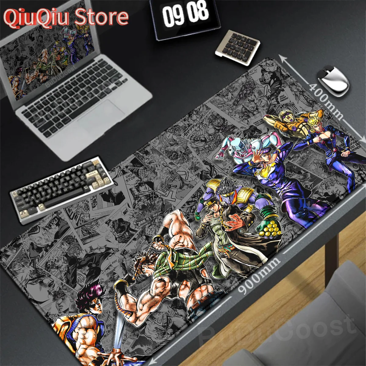 Alfombrilla de ratón Xxl con borde de bloqueo grande para Gamer, 40x90cm, Anime Jojo Bizarre Adventure, alfombrillas para teclado de escritorio, accesorios para juegos, alfombrilla antideslizante para ratón