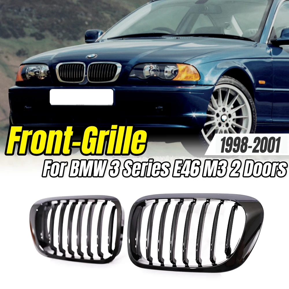 

For BMW 3 Series E46 M3 2 Doors 1998-2001 Chorme Silvery Single Slat Grill Kidney,Car Styling Upgrade Parts & Accessories.