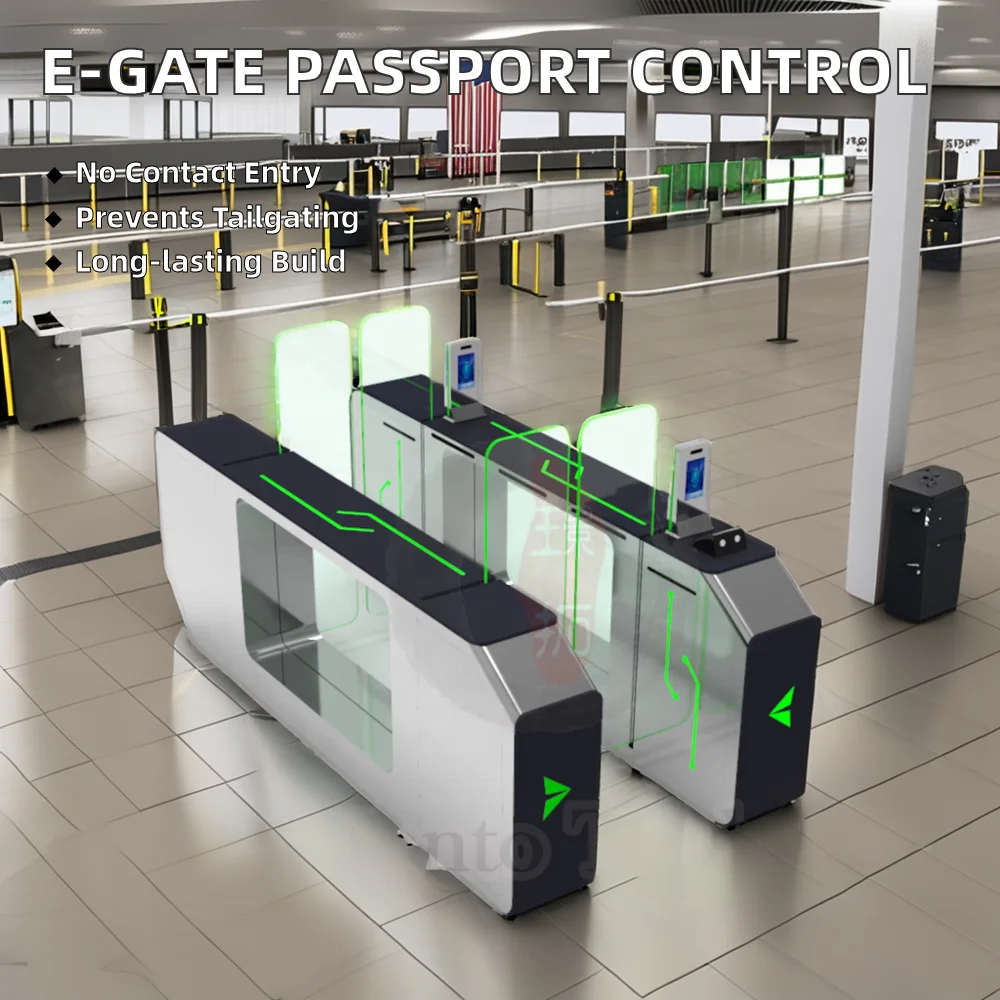 Airport Self-Service Passport Scanning  Automated Control Passenger Identity Verification Double Checking System Turnstile Gate