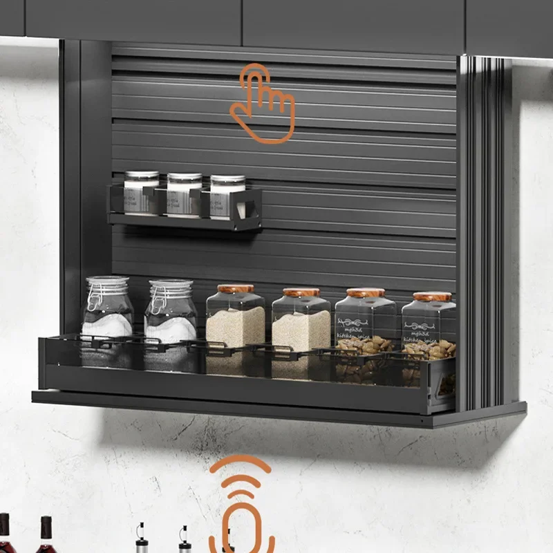 Touch multifunctional kitchen cabinet double-layer storage spice rack in stock