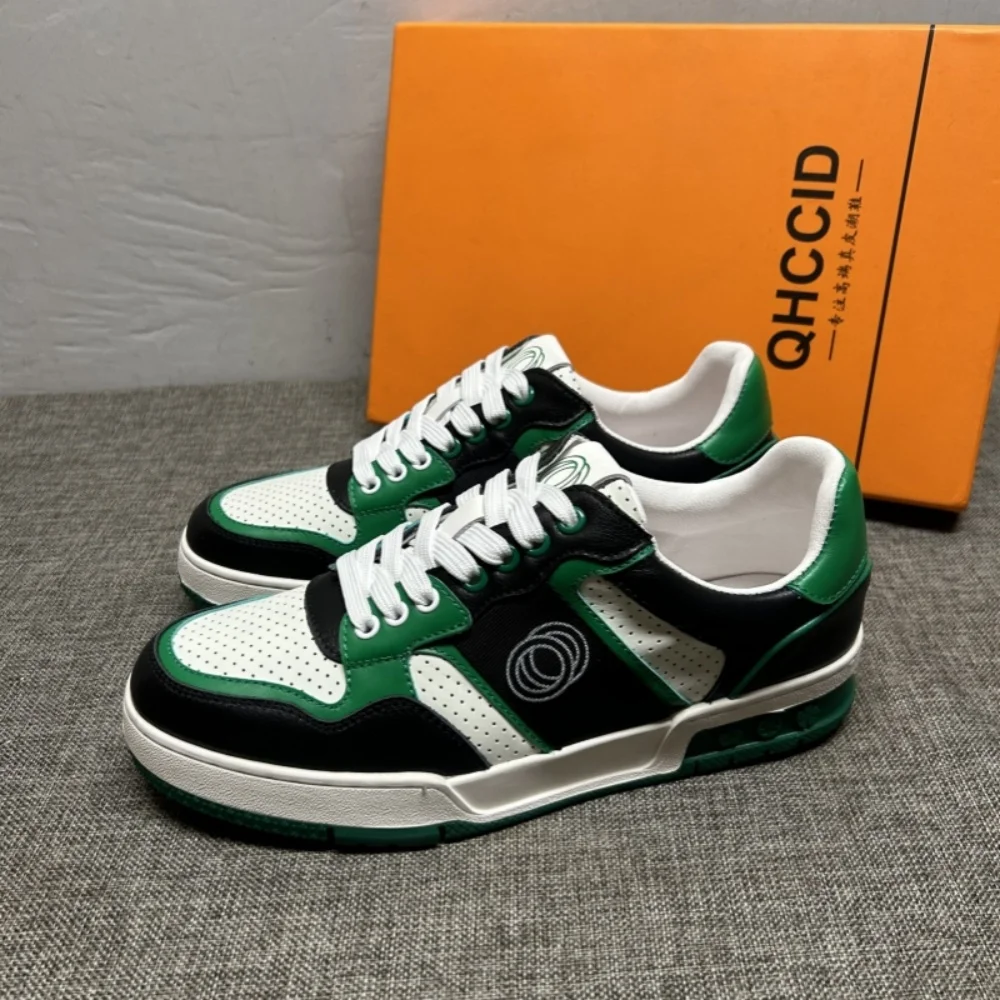 

New men's leather trendy shoes, men's low-top shoes, fashionable and casual sneakers, men's breathable single shoes