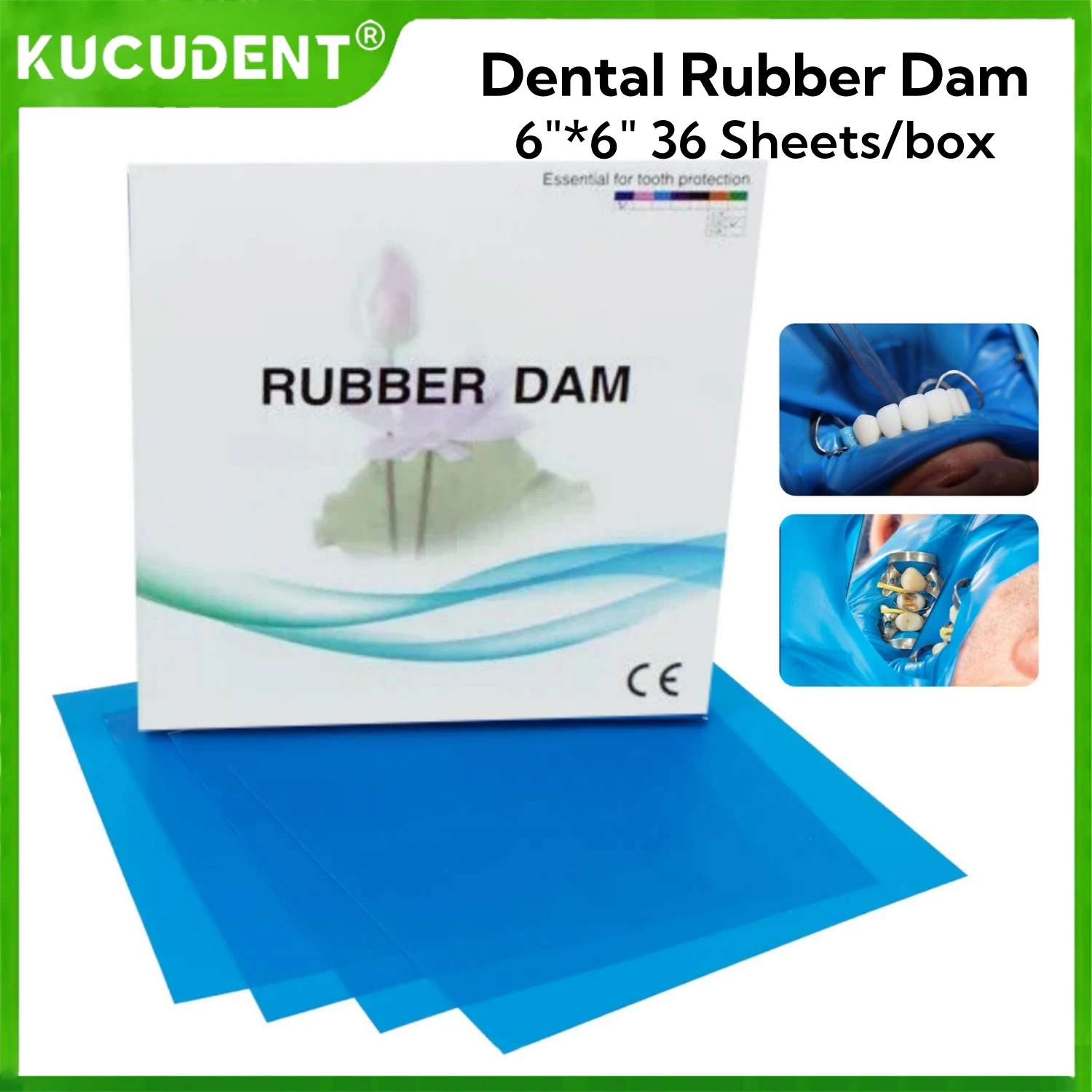 

6x6" Professional Dental Rubber Dam - High-Quality Latex Barrier Sheets for Isolation During Whitening Restorative Procedures