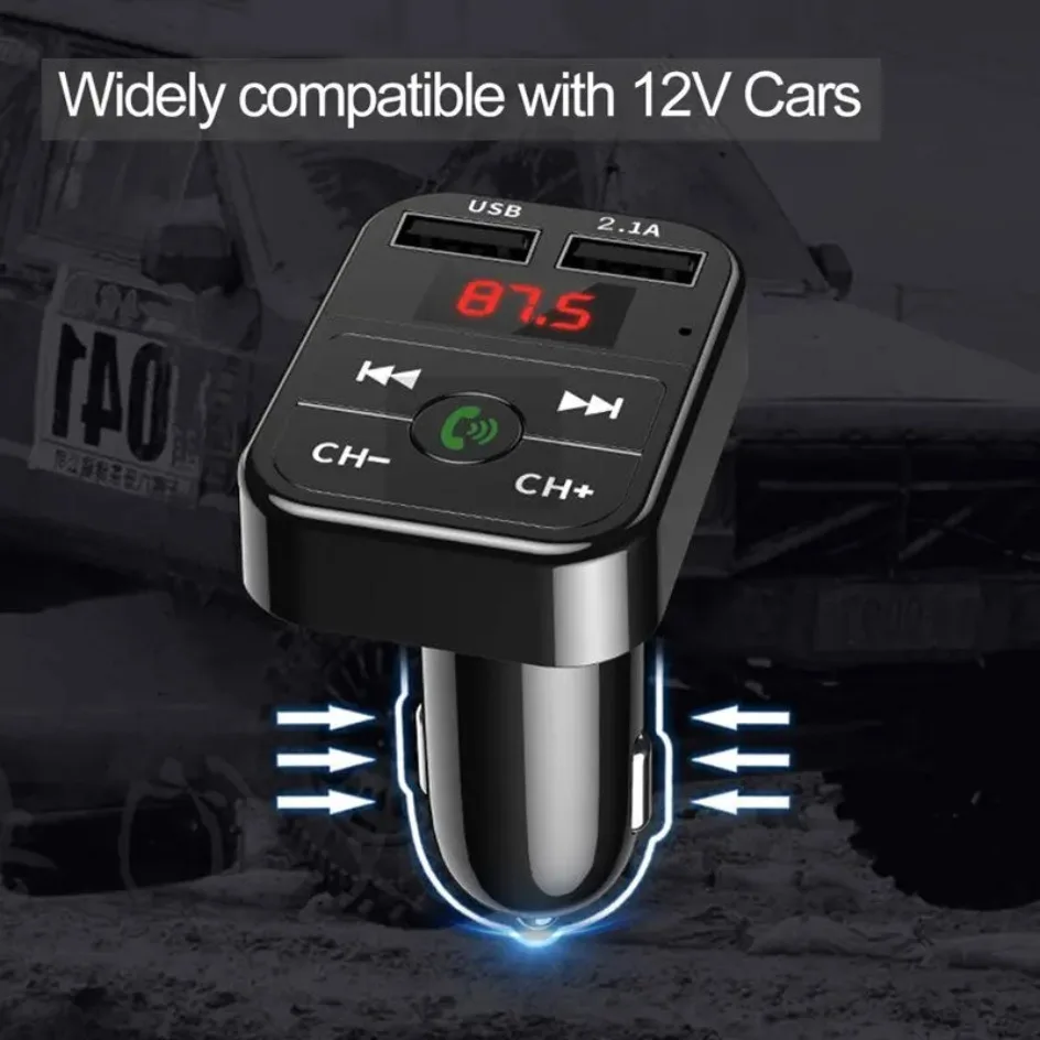 New 5A Dual USB Fast Charger Car Bluetooth 5.0 FM Transmitter Wireless Adapter Mic Audio Receiver Auto MP3 PlayerCar Accessories